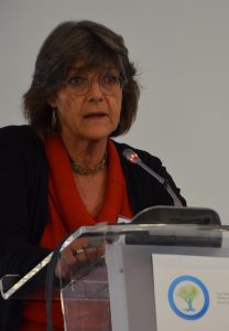 Catherine Teule speaking at a EuroMed Rights conference